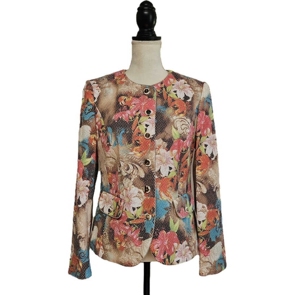 Schneiders Salzburg Land Art Women's‎ Floral Button Front Blazer Sz 10 Old Money